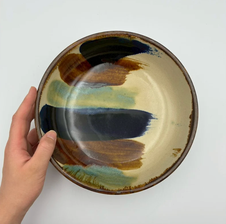 Handmade Okinawa ware bowl, one of a kind