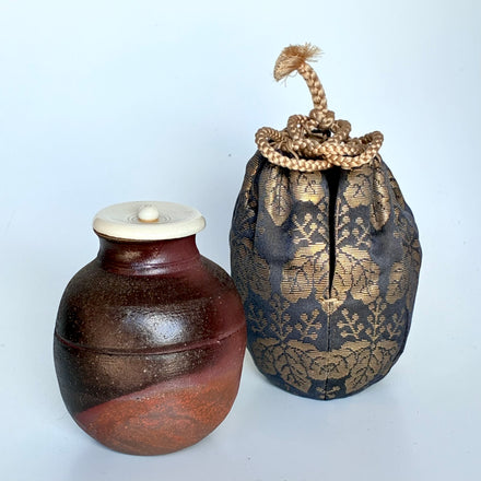 藤原雄　作　備前茶入