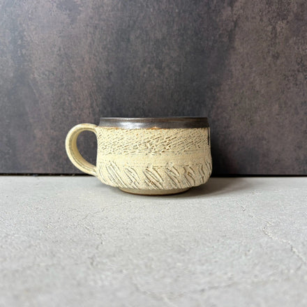 Woodgrain White Mug No.2 — Kasama. Handmade Kasama ware from Japan.