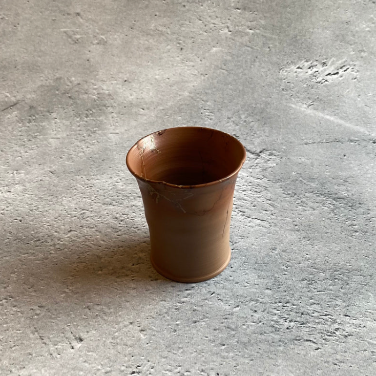 Seagrass-patterned Yunomi Teacup, Vermilion