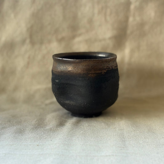 Undulating Black Tumbler. Handmade Miyazaki ware from Japan.