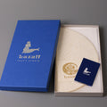 Gengetsu White Wave Half-Moon Plate, Gift Boxed — Seto. Handmade Seto ware from Japan.