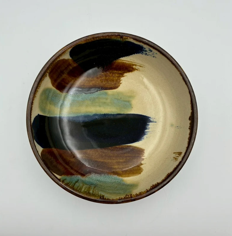 Line Motif Bowl, 7-sun — Okinawa. Handmade Okinawa ware from Japan.