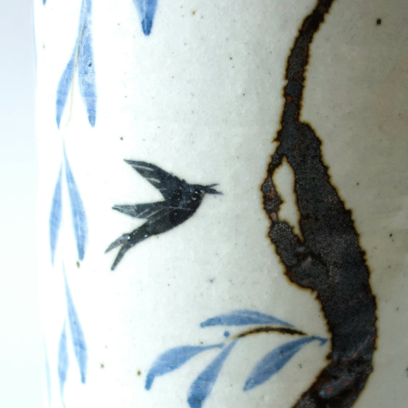 染付 柳與燕 花器 No.1