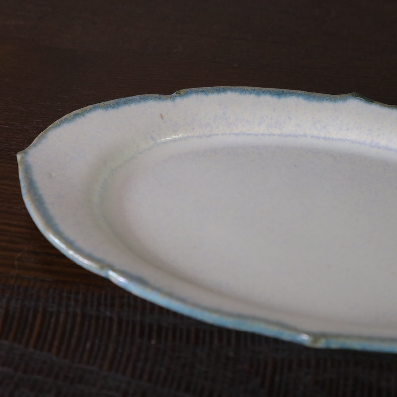 Foliate Oval Plate, Blue No.2, shipped worldwide from Kyoto
