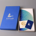 Socho Turquoise Wave Half-Moon Plate, Gift Boxed — Seto. Handmade Seto ware from Japan.