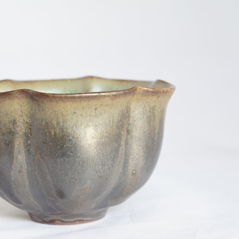 Blue and Gray Glaze Flower Bud Bowl