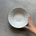 White matte shinogi 7-sun flat bowl