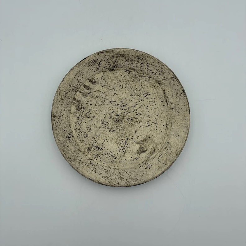 White Rim Plate No.2 — dango. Handmade Okinawa ware from Japan.