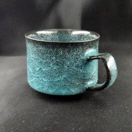 Bubble-and-Ice Crackle Glaze Coffee Cup, Medium. Handmade Kyoto ware from Japan.