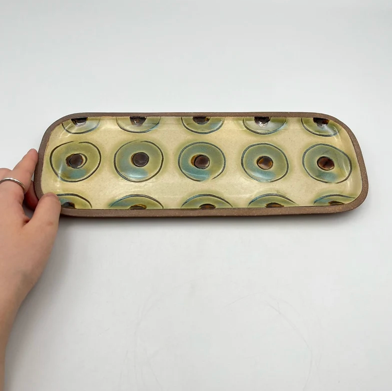 Okinawa ware plate made by hand in Okinawa, Japan