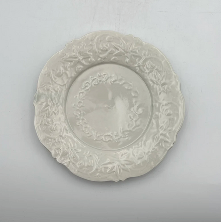 Celadon White Porcelain, Arabesque Flower-shaped Rimmed Plate