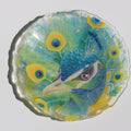 孔雀硝子丸皿　Peacock in a Golden Garden