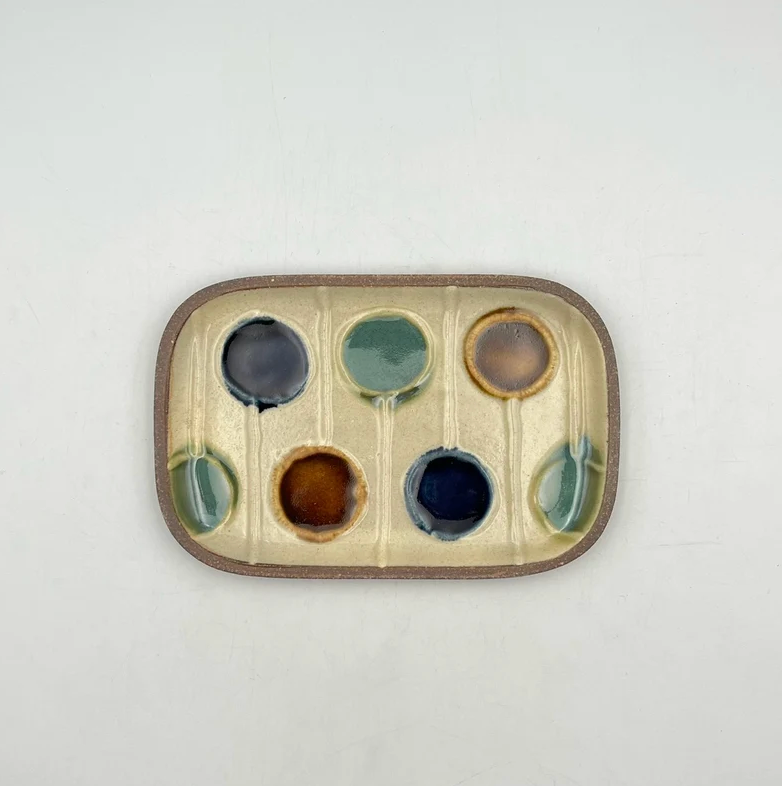Small Rectangular Plate No.4 — Okinawa. Handmade Okinawa ware from Japan.