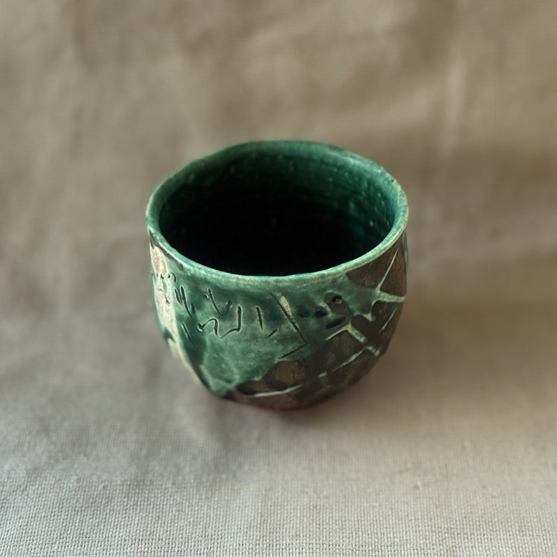 Green teacup from Miyazaki, handmade in Japan