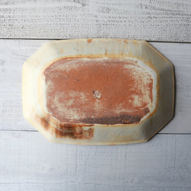 Iron oxide glaze, octagonal deep bowl, large