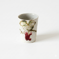 Grape Free Cup, Red Fruit and Leaves. Handmade Tokyo ware from Japan.