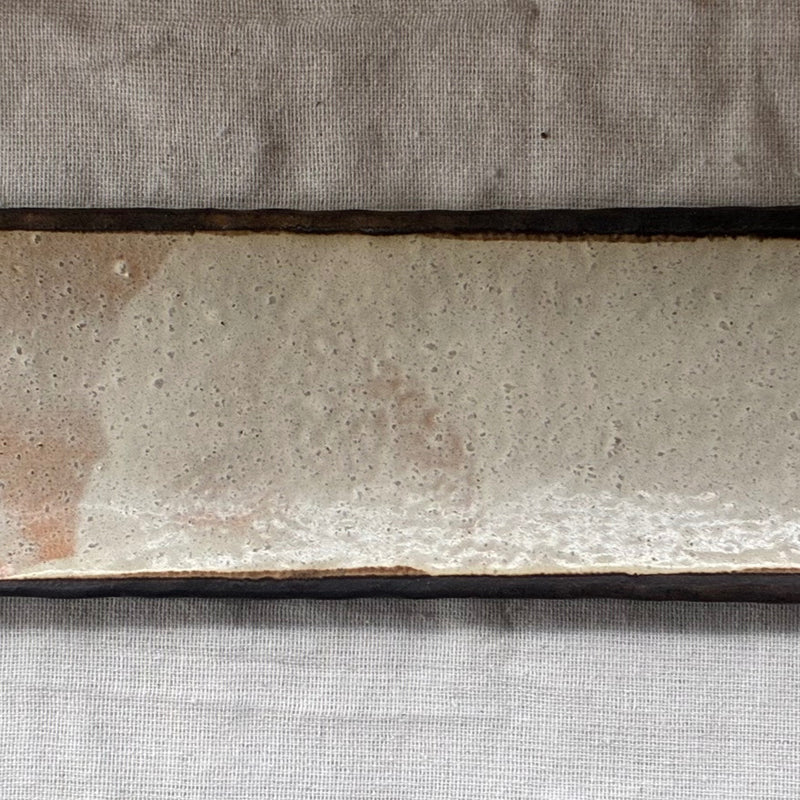 Handmade Japanese pottery long plate, one of a kind