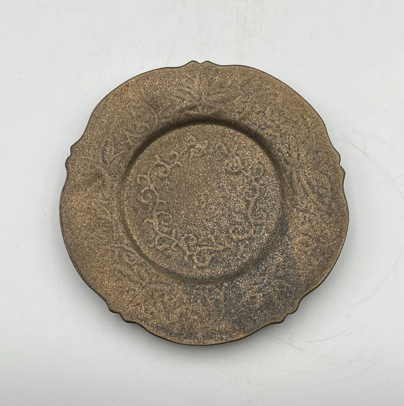Bronze glaze, floral arabesque, fluted small plate