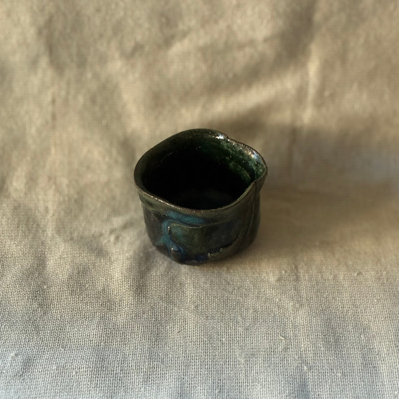 Green sake cup from Miyazaki, handmade in Japan