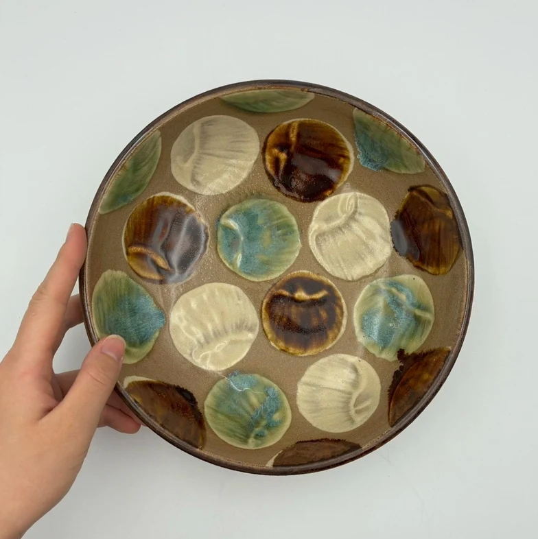 Handmade Okinawa ware bowl, one of a kind