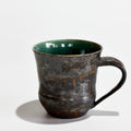 Kurogane Green Glaze Coffee Cup. Handmade Kyoto ware from Japan.