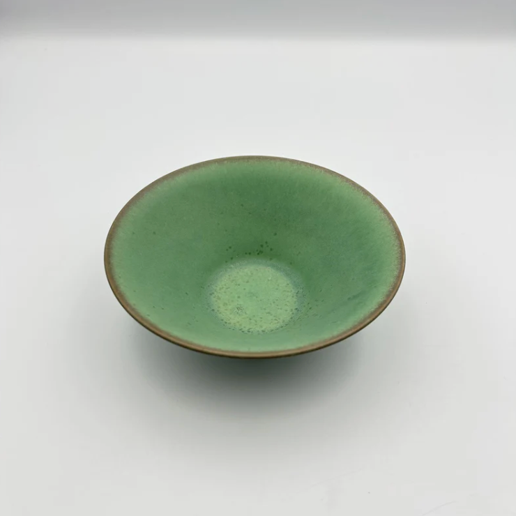 Fine Crystal Green Glaze Morning Glory Bowl S