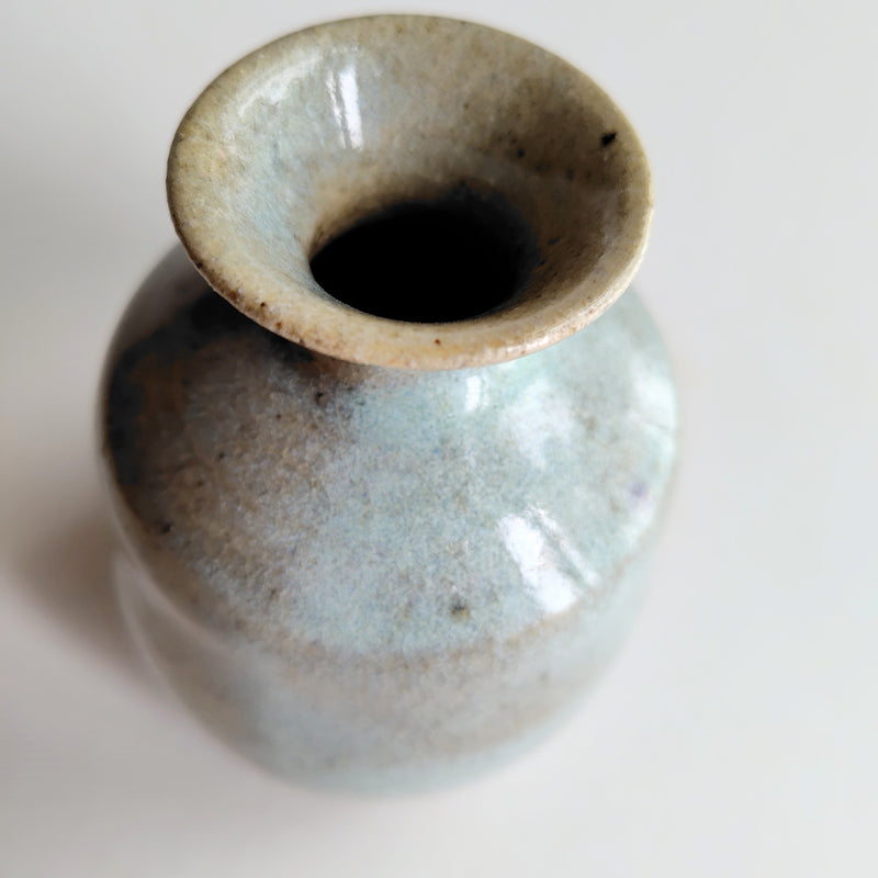 Sake bottle with pine ash glaze