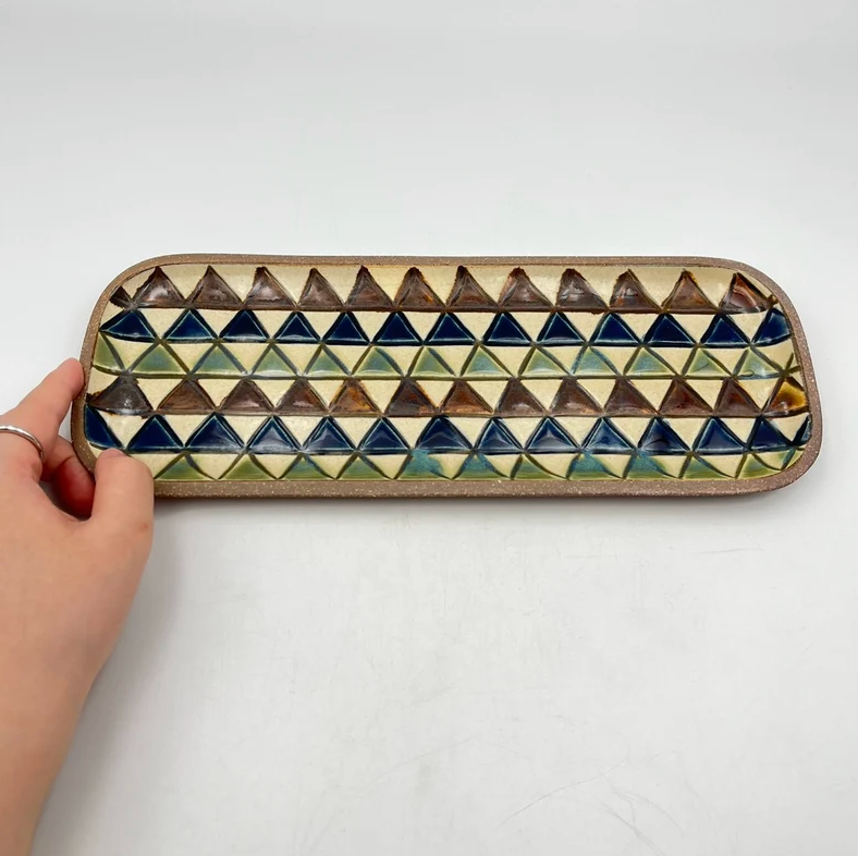 Okinawa ware plate made by hand in Okinawa, Japan