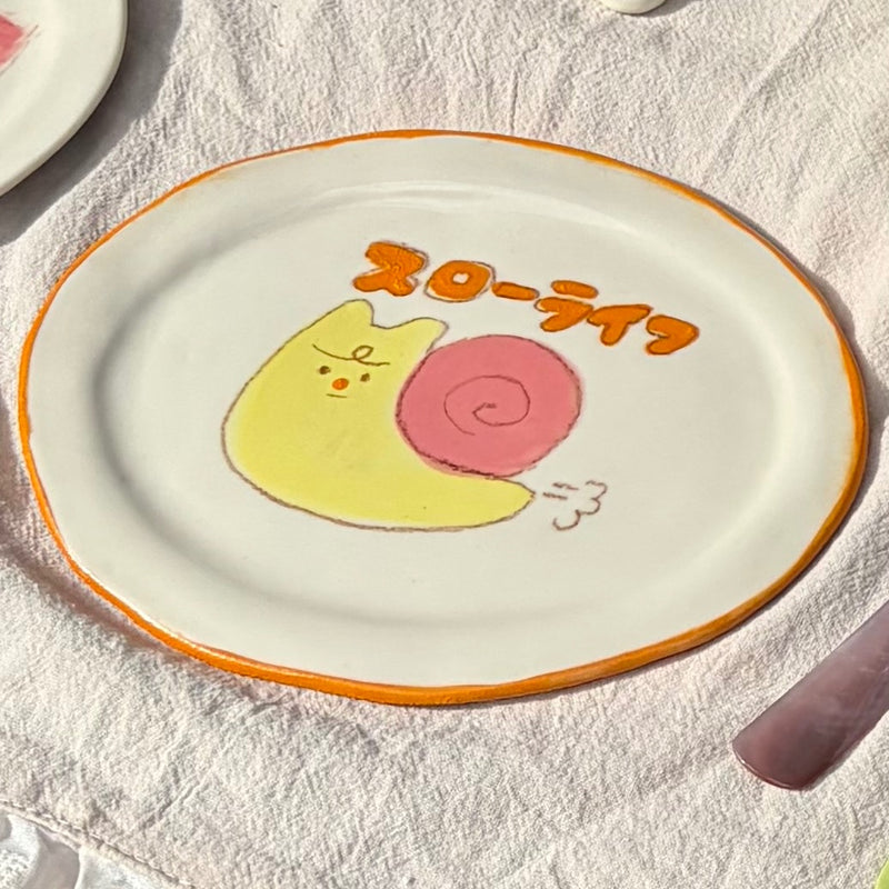 Slow-Life Snail Oval Small Plate