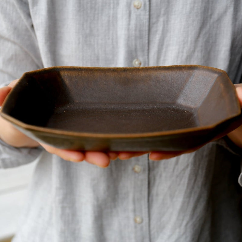 Rust Glaze Small Octagonal Deep Bowl