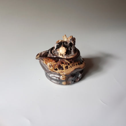 Inbe-de Black Dragon Hohin Teapot — Bizen Ware. Handmade Bizen ware from Japan.