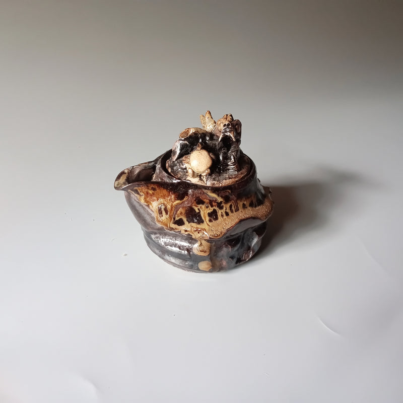 Inbe-de Black Dragon Hohin Teapot — Bizen Ware. Handmade Bizen ware from Japan.