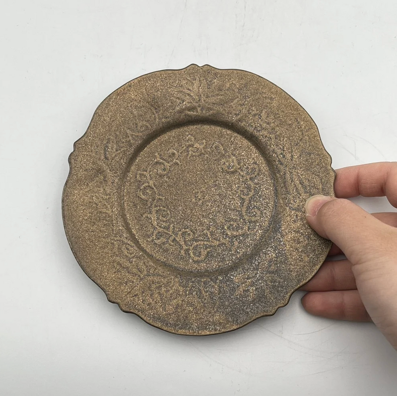 Bronze glaze, floral arabesque, fluted small plate