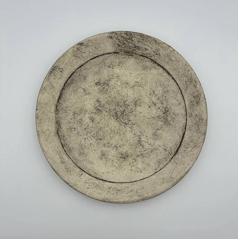 White Rim Plate No.1 — dango. Handmade Okinawa ware from Japan.