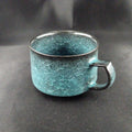 Ice-Crackle Coffee Cup, Large — Bubble Blue. Handmade Kyoto ware from Japan.