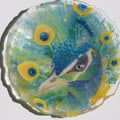 孔雀硝子丸皿　Peacock in a Golden Garden