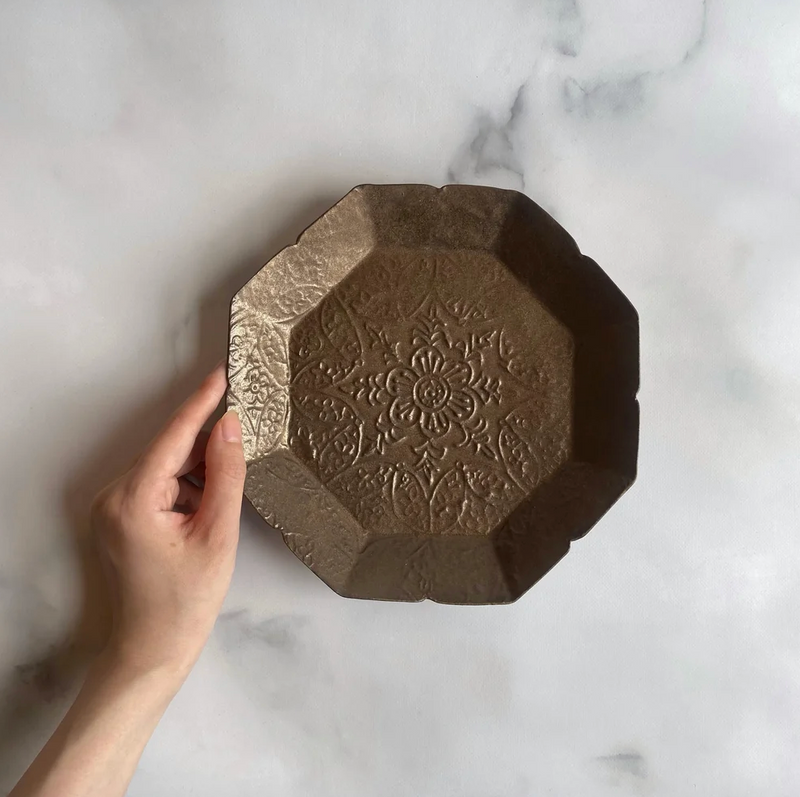 Bronze glaze, Hana Shippo 7-inch plate