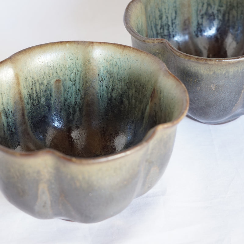 Blue and Gray Glaze Flower Bud Bowl