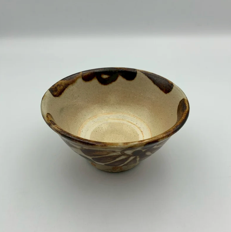 Brown bowl from Okinawa, handmade in Japan