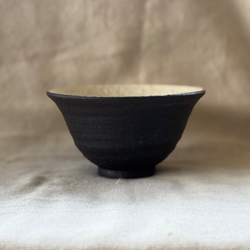 Black & White Rice Bowl No.2. Handmade Miyazaki ware from Japan.