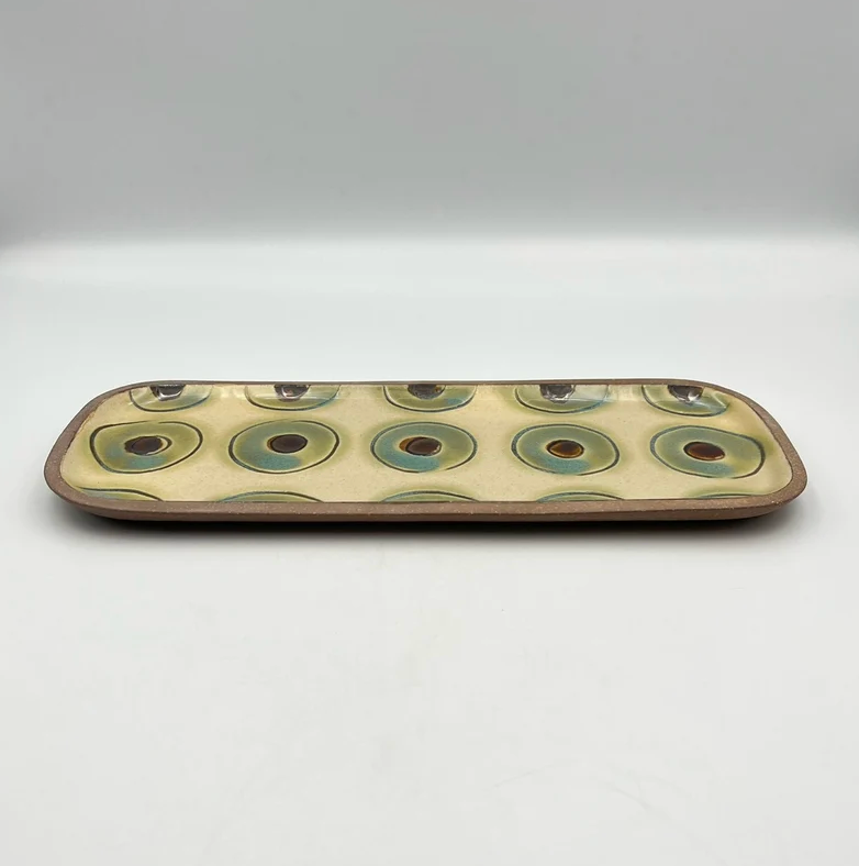 Brown plate from Okinawa, handmade in Japan
