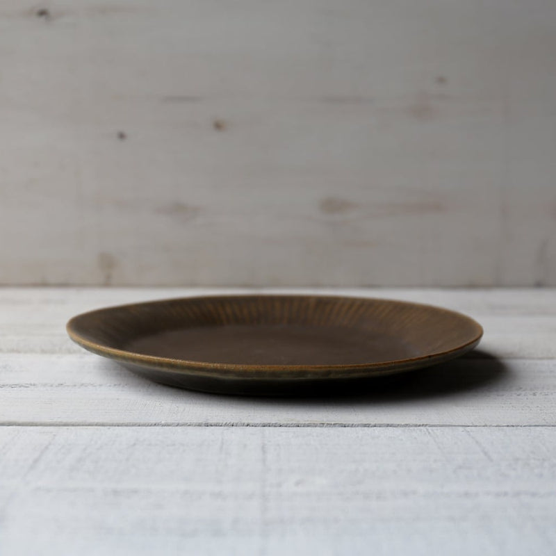 Rust Glaze Ruffle Plate L