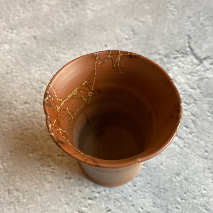 Seagrass-patterned Yunomi Teacup, Vermilion
