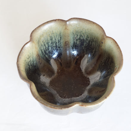 Blue and Gray Glaze Flower Bud Bowl