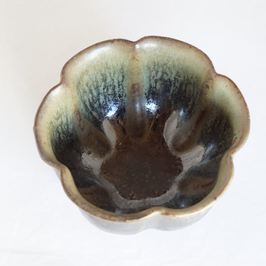 Blue and Gray Glaze Flower Bud Bowl